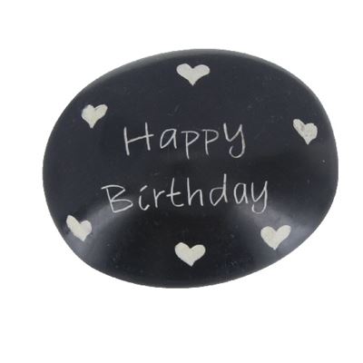 Happy Birthday Large Oval Soapstone Pebble